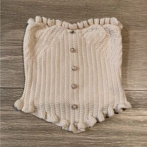 Cream Knit Button-Up Top